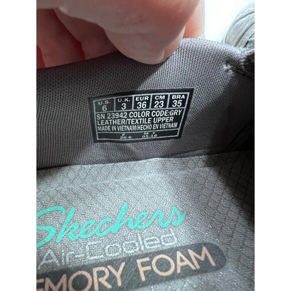 Sketchers micro leather Madison Ave grey bow slip on shoe women size 6 - Picture 5 of 9